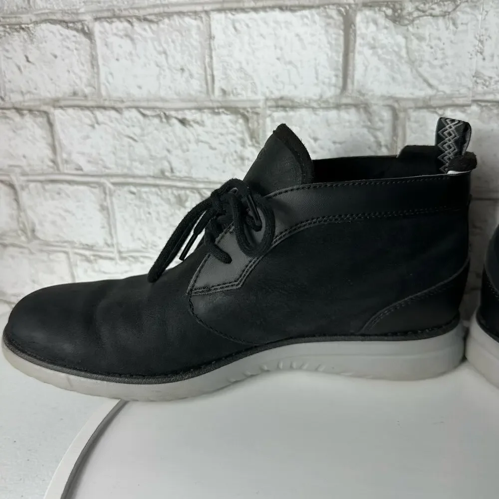 Ugg Boots Union Chukka Leather Waterproof Lace Up Treadlite Charcoal Black 8